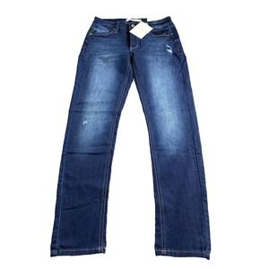 Kancan Women's Jeans‎ Denim Blue Size 9/28 Distressed Mid Rise Super Skinny NWT